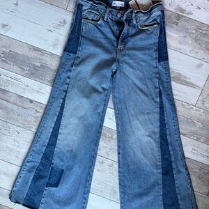 Zara Two-Tone Blue Flare Jeans